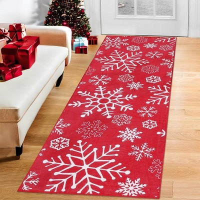 Christmas Snowflake Area Rug Machine Washable Indoor Decorative Rug