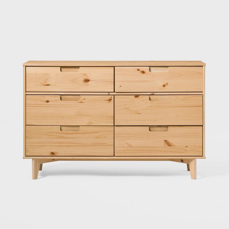 Mid-Century Modern Groove Wood 6 Drawer Dresser - Saracina Home, 1 of 27