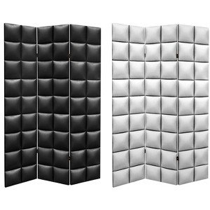 6" Double Sided Glam Leather Print Canvas Room Divider Black - Oriental Furniture: Privacy Screen, No Assembly Required - 1 of 4