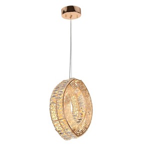LNC Brusmogan 1-Lights 10" Modern Luxury Integrated LED Geometric Mini Chandelier, Rose Gold and Crystal - 1 of 4