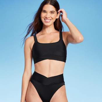 Women's One Shoulder Mesh Bikini Top - Shade & Shore™ Black S : Target