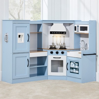 Best Choice Products Pretend Play Corner Kitchen, Ultimate Wooden Toy Set for Kids w/ 6 Accessories