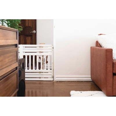 White Plastic Retractable Pet Gate with Pressure Mount