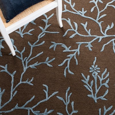 Hand-Tufted Brown and Light Blue Wool Square Area Rug