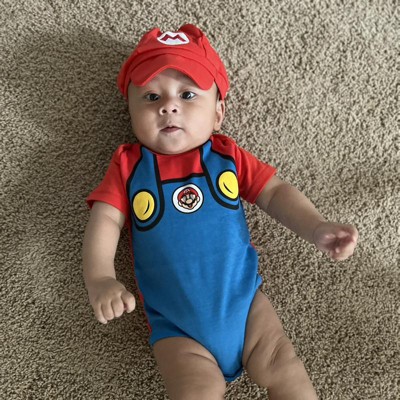 Nintendo Super Mario Infant Baby Boys Costume Short Sleeve Bodysuit & Hat  Blue 18 Months : Target