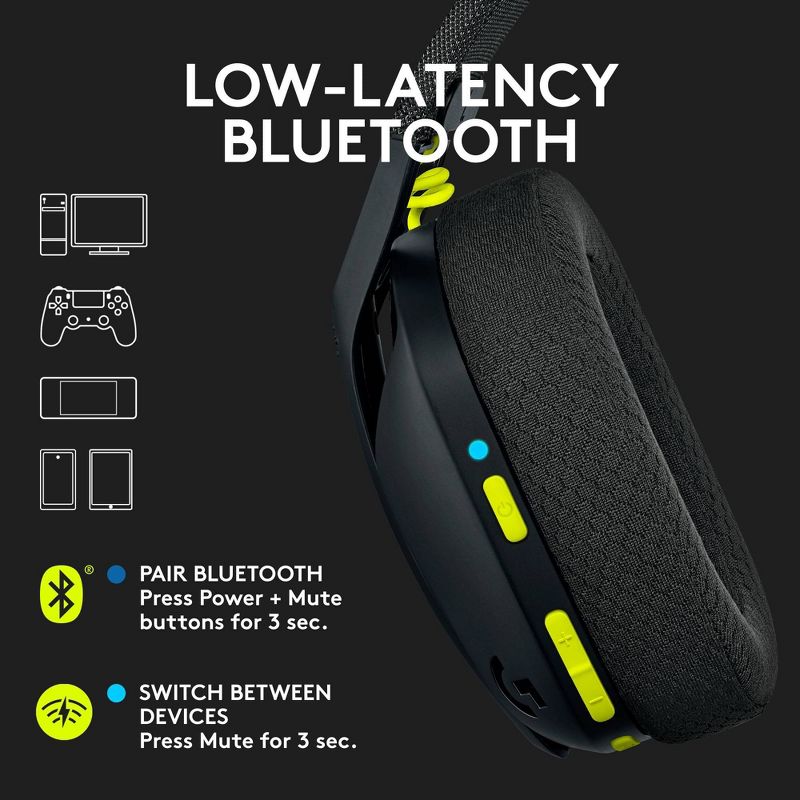 Logitech G435 LIGHTSPEED Bluetooth Wireless Gaming Headset for PC/PlayStation 4/5/Nintendo Switch, 4 of 11