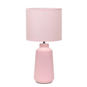 Simple Designs Glow Flow Minimalist Grooved Ceramic Table Lamp Pink - 1 of 4