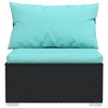 VidaXL Patio Middle Sofa with Cushions Black Poly Rattan - 4 of 4
