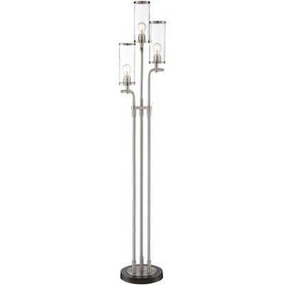 Possini Euro Design Possini Euro Revely Brushed Nickel 3-Light Tree Floor Lamp with USB Dimmer