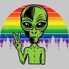 Adult Design By Humans Alien Peace Pride Retro Stripes By Tomoken T-Shirt - 2 of 2
