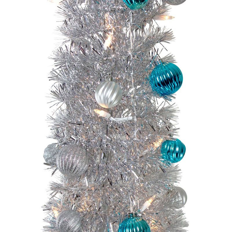 Northlight 6' Pre-Lit Silver and Blue Pre-Decorated Pop-Up Artificial Christmas Tree, 3 of 6