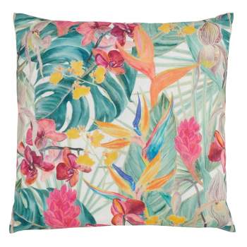 Saro Lifestyle Tropical Floral Pillow - Poly Filled, 18" Square, Multi