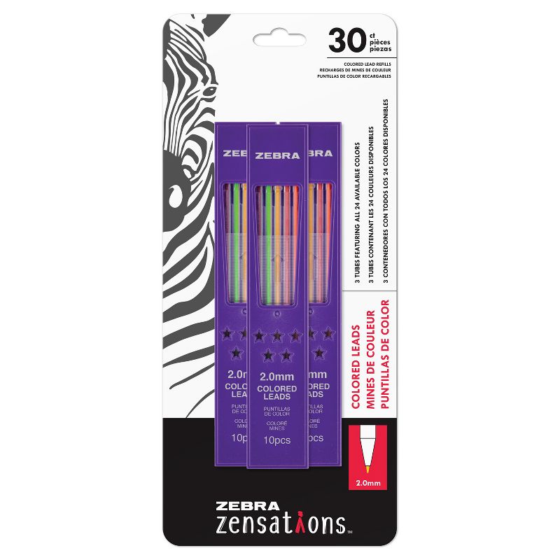 Zensations Mechanical Colored Pencil Lead Refill, 2.0mm Point Size, Assorted Colored Lead, 30 Per Pack, 3 Packs, 2 of 5