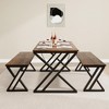TROPOW Dining Room Table Set with 2 Benches,Dining Table Set for 4,Kitchen Room Table Set with Benches,Dining Room Table Set for Home,Room,Retro - 4 of 4
