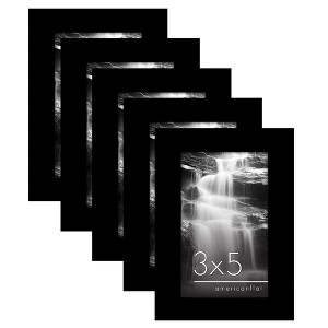 Americanflat 3x5 Picture Frame with Polished Plexiglass - Set of 5 - Galleria Collection, Gallery Wall Frame Set for Tabletop and Wall Display - Black - 1 of 4