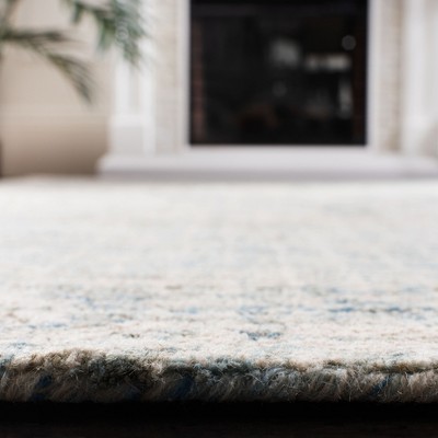 Handmade Light Blue Abstract Tufted Wool Square Rug