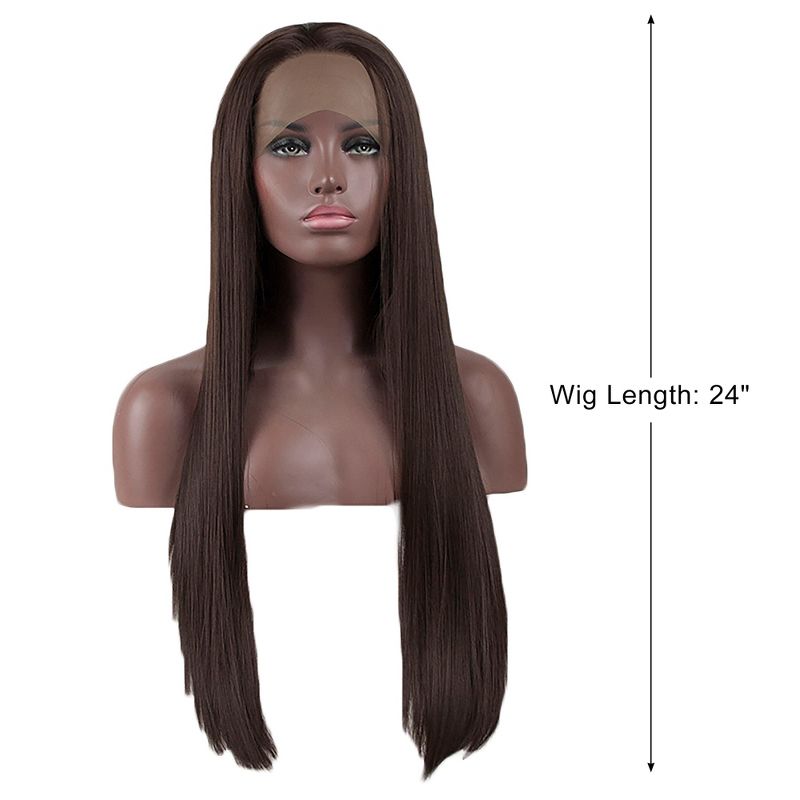 Unique Bargains Long Straight Hair Lace Front Wigs for Women with Wig Cap 24" Synthetic Fibre 1PC, 2 of 7