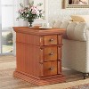Narrow End Table with 3 Drawers, 19.69''D Vintage Sofa Side Table, Wooden Nightstand Slim Bedside Table, Finished Back - 2 of 4