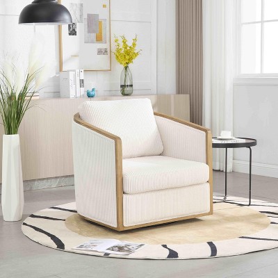 APRILSOUL Corduroy Swivel Barrel Chair, Comfortable Accent, 360 Swivel, Leisure Arm Chair, Living Room Nursery Hotel Office Lounge
