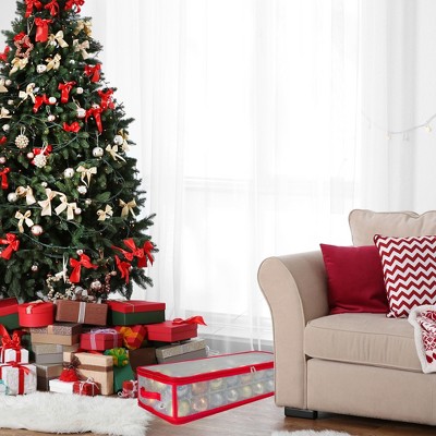 Red and Clear Plastic Collapsible Christmas Ornament Storage Box