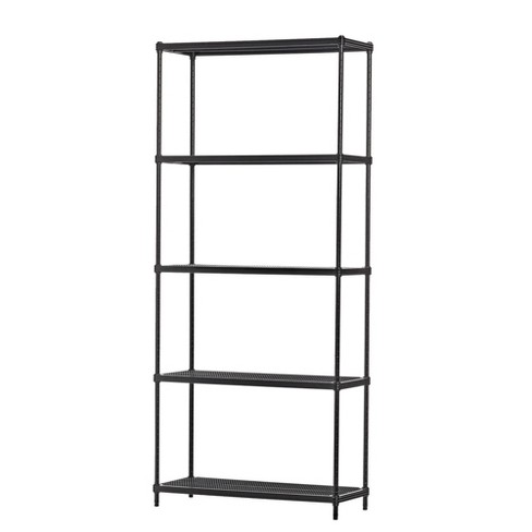 SONGMICS 5-Tier Storage Shelf Shelving Unit Heavy Duty Kitchen Storage  Metal Garage Storage Organizer with X Side Frames Black