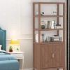 5 Tier Farmhouse Wooden Bookcases with Open Shelf & Doors Cabinet, 71 in Tall Bookcase with Adjustable Shelves, for Living Room Home Office - 3 of 4