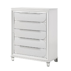 Acme Furniture 38.39" Tarian Decorative Storage Drawer Pearl White Finish: 5-Drawer Chest, Wood Composite, No Assembly Required - 1 of 4