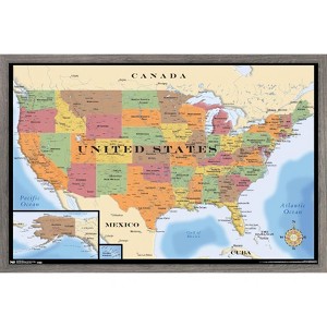 Trends International Map - USA Framed Wall Poster Prints - 1 of 4