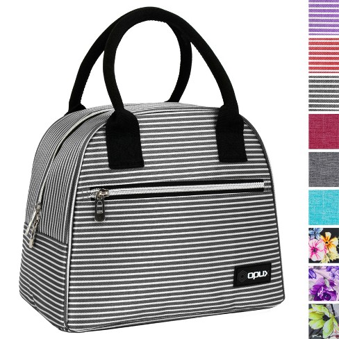 Bagseri Insulated Lunch Bag for Women (Black White Stripe)