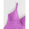 One Piece Swimsuits for Women V Neck Tummy Control Straps Swimsuits Ruched  Bathing Suits Adjustable Strap Removable Padding Swimsuits - 3 of 4