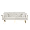 Velvet Tufted Sofa Bed with Nailhead Trim, 2 Pillows and Gold Metal Legs for Living Room - 4 of 4