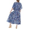 LA LEELA Women's House Daily Routine Evening Wear Vacation Holiday Casual Loungewear Loose Slit Dress Caftan Long Boho Night Shirts 2X-3X Blue, Tree - 2 of 4