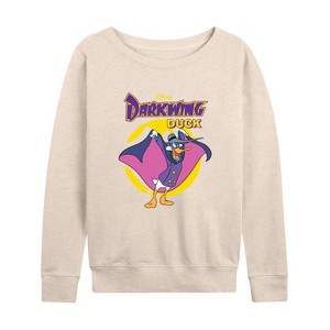 Women's - Disney - Darkwing Duck Lightweight French Terry Wide Neck Long Sleeve Shirt - 1 of 4
