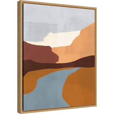 Sedona Colorblock Abstract Canvas Art with Maple Frame