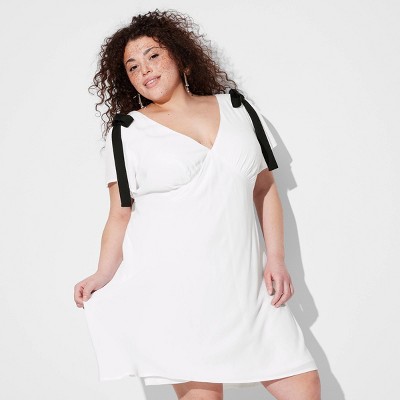 Women's Flutter Short Sleeve Mini A-Line Dress - Wild Fable™ White 1X