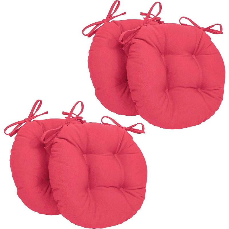 Blazing Needles 16-inch Solid Twill Round Tufted Chair Cushions (Set of 4), 1 of 2