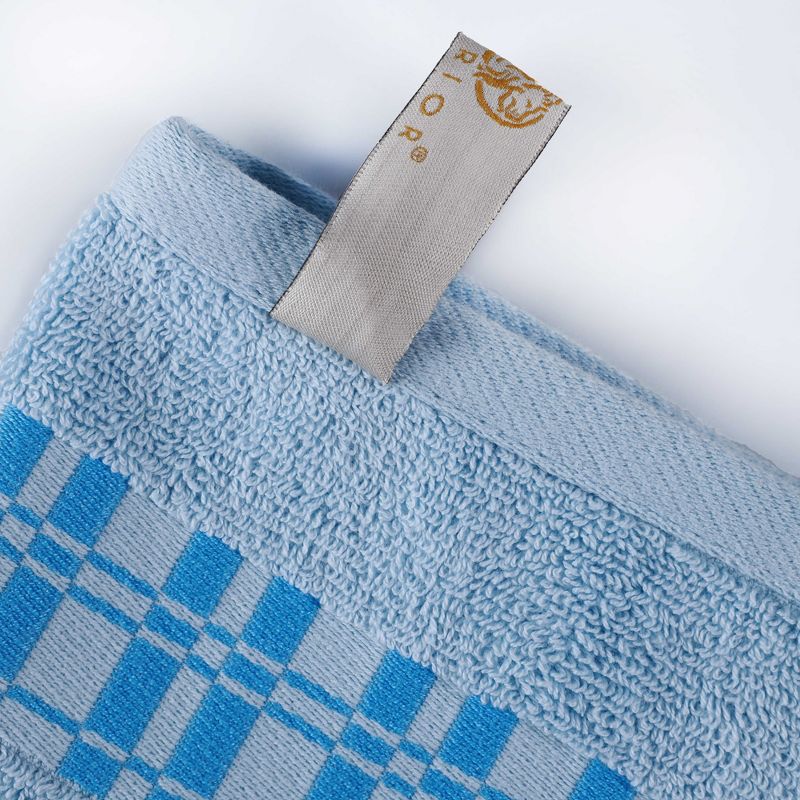100% Cotton Medium Weight Geometric Border 6 Piece Assorted Bathroom Towel Set by Blue Nile Mills, 5 of 7