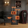 SEVOBAL Halloween Themed Cat Tree for Large Cats Tower with 2 Condos Padded Perches Cozy Hammocks Scratching Posts Hanging Toy, Orange, 61"*24"*47" - 2 of 4