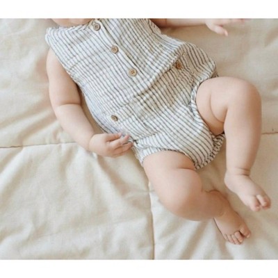 Boy's Striped Baby Muslin Romper - Eli & Nev