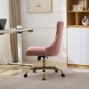 Tufted Velvet Swivel Office Chair with Adjustable Seat Height 19.7–22.4 in for Home Workspace -3irtyhousy - 3 of 4