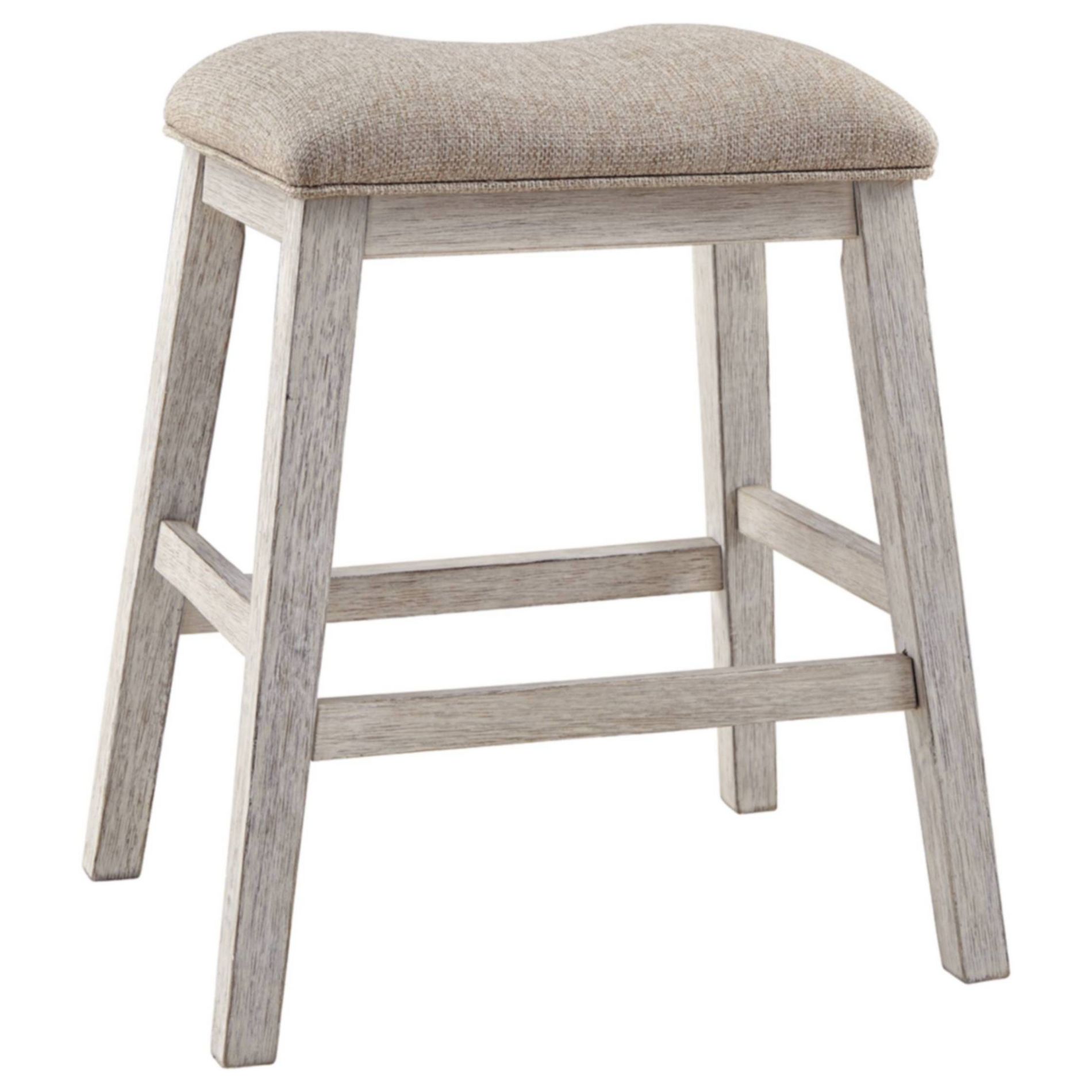 Signature Design by Ashley Set of 2 Skempton Upholstered Counter Height Barstools Beige: Polyester, Wood Frame, Footrest