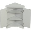 Triangular Corner Cabinet with Adjustable Shelves and Doors, Space-Saving Wooden Storage Unit for Bathroom, Kitchen, Living Room, Grey - 3 of 4