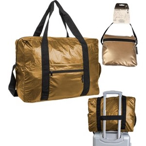 Boarding Pass Recycled Metallic Foldable & Packable Pouch Duffel Travel Bag - 1 of 4