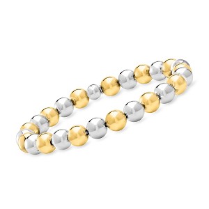 Ross-Simons Italian 8mm Sterling Silver and 18kt Gold Over Sterling Bead Stretch Bracelet Size 8 - 1 of 4