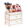 Glamlily White Marble Makeup Organizer with Rose Gold Trim, Cosmetic Storage Drawers for Vanity (9.5 x 9.5 x 5.5 in) - 4 of 4