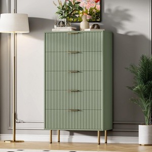 GAOMON 5 Drawer Fluted Dresser for Bedroom,47.9''Tall Wooden Chest of Drawers for Living Room,Hallway,Entryway - 1 of 4