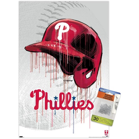 MLB Philadelphia Phillies - Drip Helmet 22 Wall Poster with Push Pins,  14.725 x 22.375 