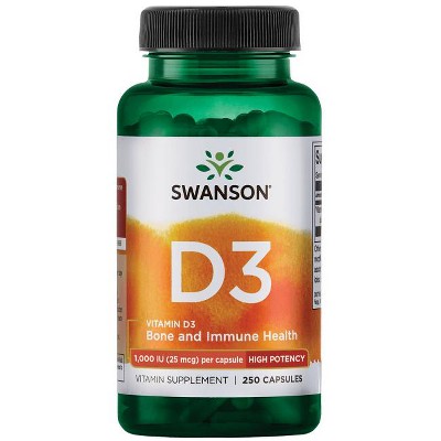 Swanson High Potency Vitamin D3 Capsules, 1,000 IU, 250 Count