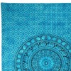 HomeRoots 80" X 56" Turquoise And Black Mandala Cotton Hanging Tapestry - 4 of 4