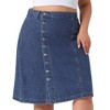Agnes Orinda Women's Plus Size Denim Button Front High Waist A-Line Midi Casual Jean Skirt - 2 of 4